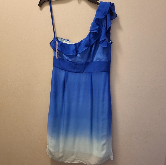 Gianni Bini One Shoulder Blue Ombre Ruffle Dress. Size 0. NWT. - Picture 6 of 10